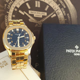 Patek Philippe Full Gold Jumbo Aquanaut, extract of the archives, box, patek serviced