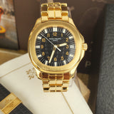 Patek Philippe Full Gold Jumbo Aquanaut, extract of the archives, box, patek serviced