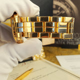 Patek Philippe Full Gold Jumbo Aquanaut, extract of the archives, box, patek serviced