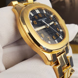 Patek Philippe Full Gold Jumbo Aquanaut, extract of the archives, box, patek serviced