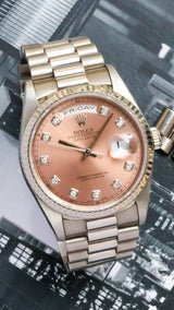 Rolex Day-Date 36 Extreme good condition salmon diamond dial