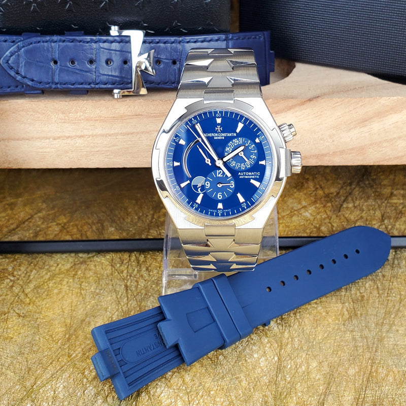 Vacheron Constantin Overseas Dual Time Blue Dial Steel Mens Watch 47450